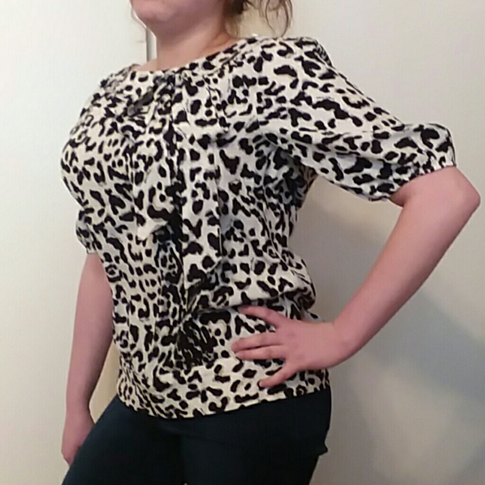 WHBM, Animal Print Silk Blouse